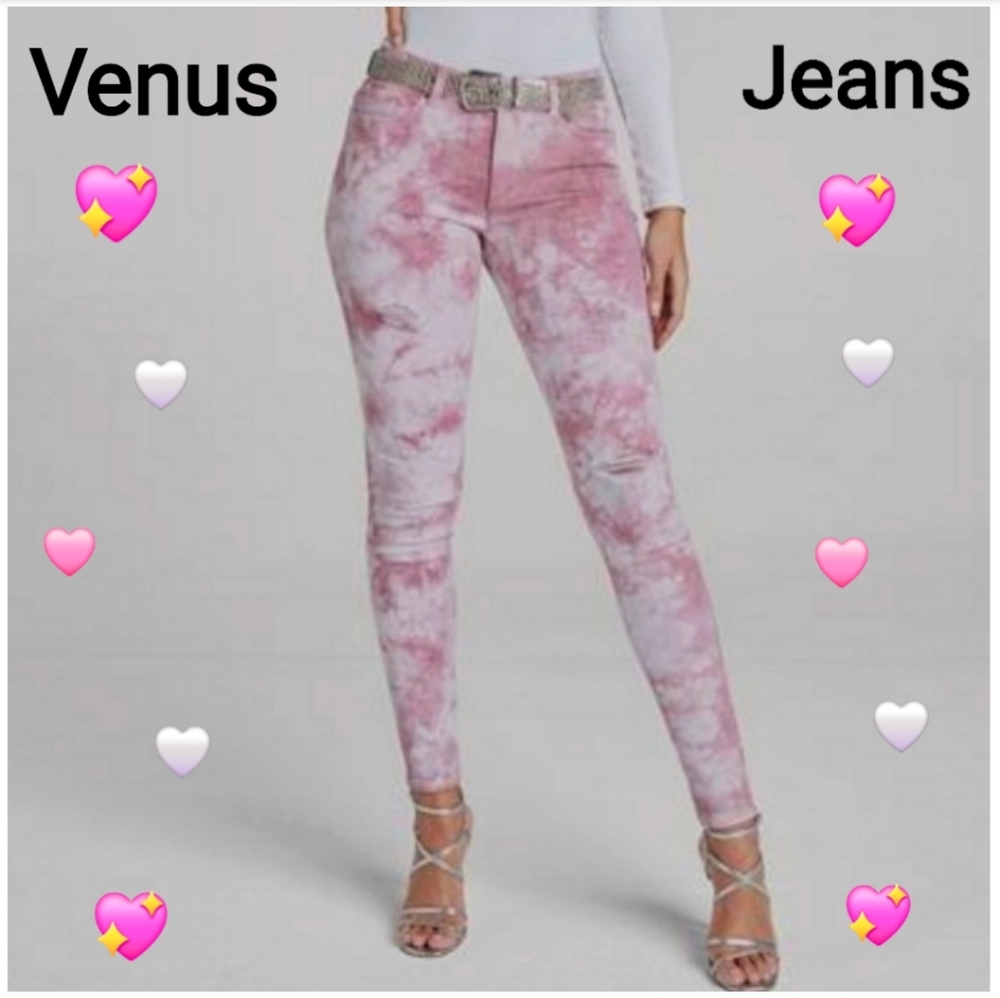 Venus Pink Tie-Dye Women's Skinny Jeans, Size 10